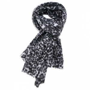 Leopard Print Scarf - Grey